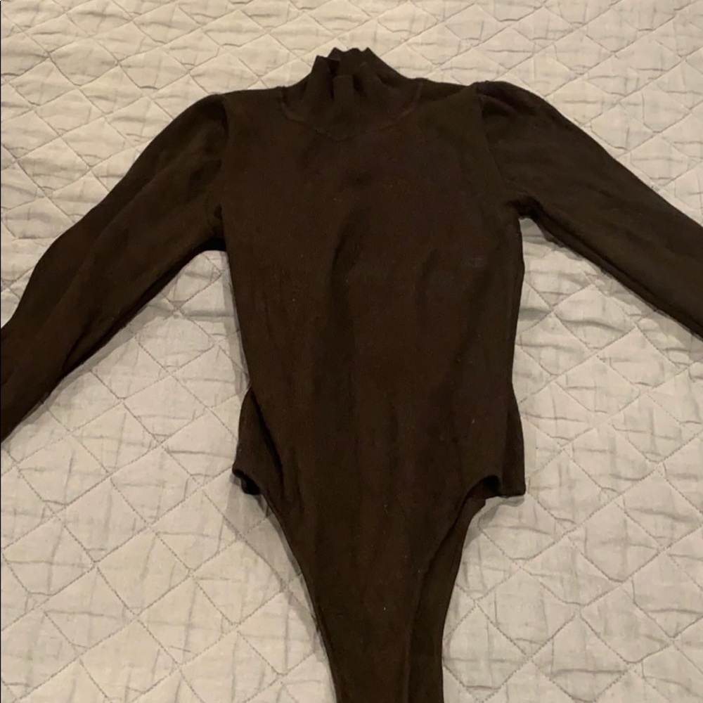 Black turtleneck bodysuit